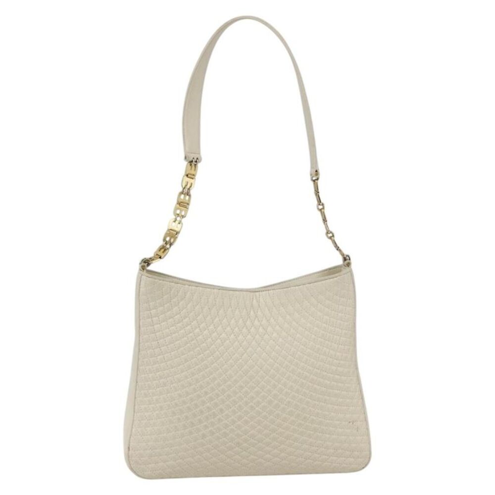 Bally Vintage Quilted Leather Ecru Leather Shoulder Bag Bag